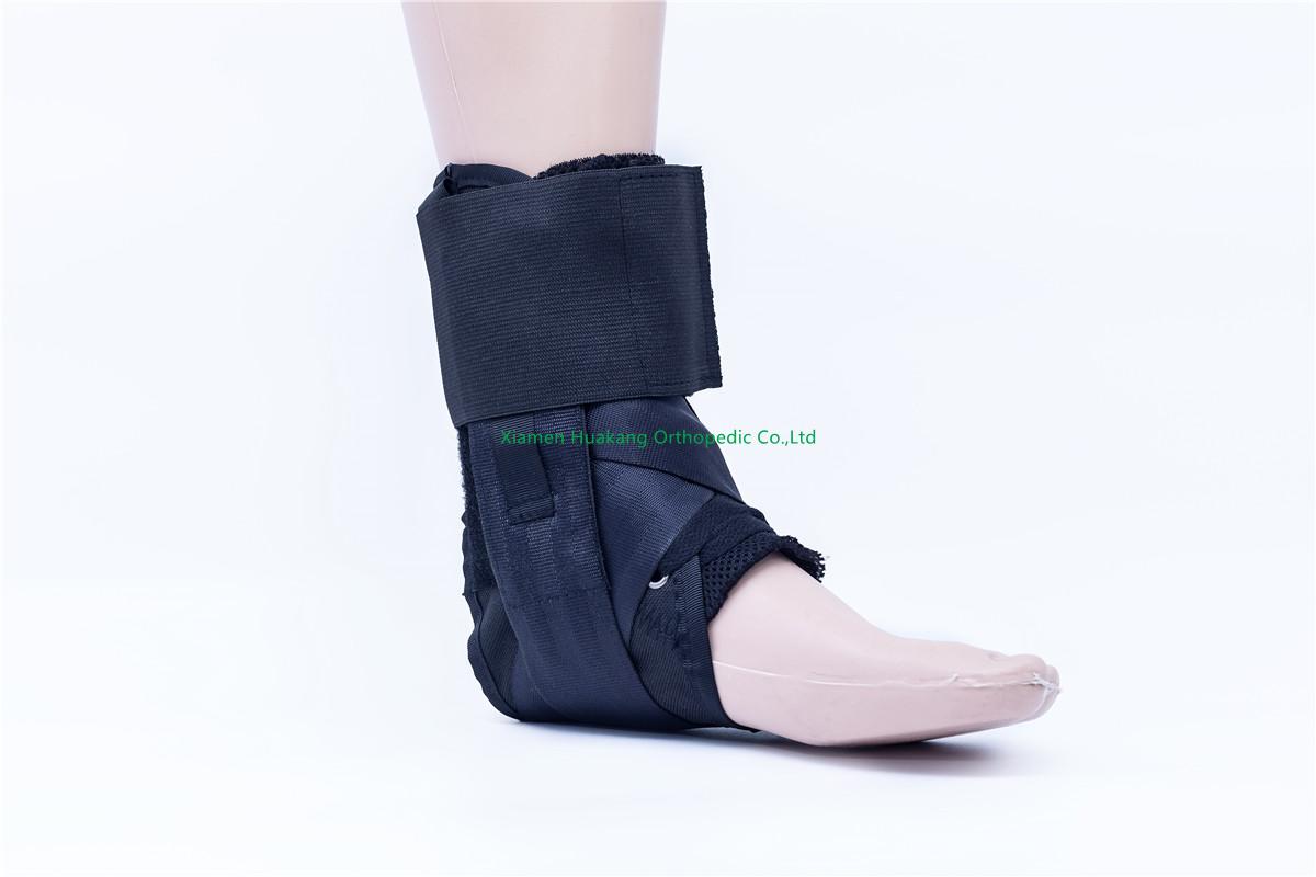 laced up orthopedic ankle brace